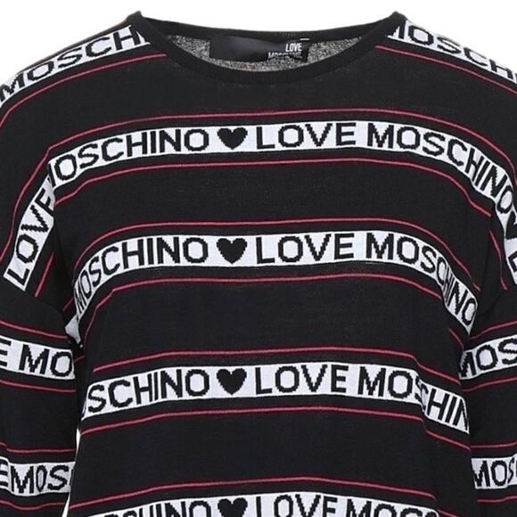 NWT Love MOSCHINO STRIP LOGO DETAILS WOMAN SWEATER SIZE US XL - Picture 5 of 11